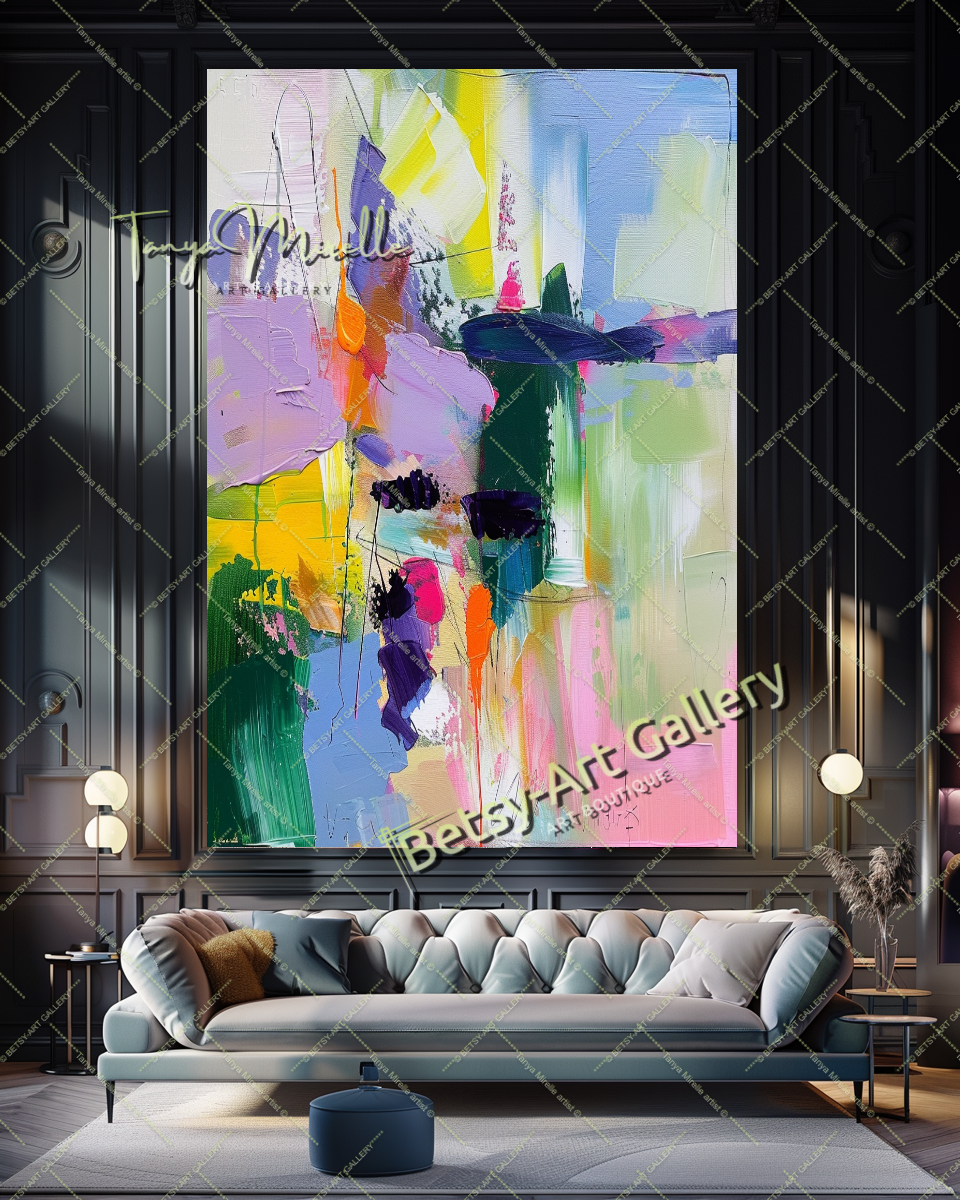 Soft Color Abstract Painting – Large Modern Wall Art #148