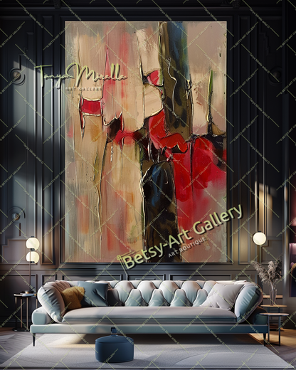 Bold Red Abstract Painting – Large Modern Wall Art #151