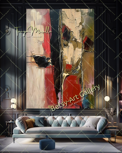 Bold Red Abstract Painting – Large Modern Wall Art #151