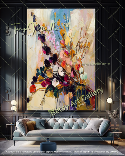 Contemporary Flower Canvas Art Textured Painting