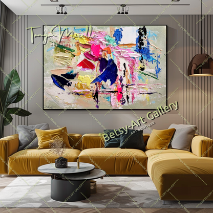 Large Modern Abstract Impasto Oil Painting for Living room