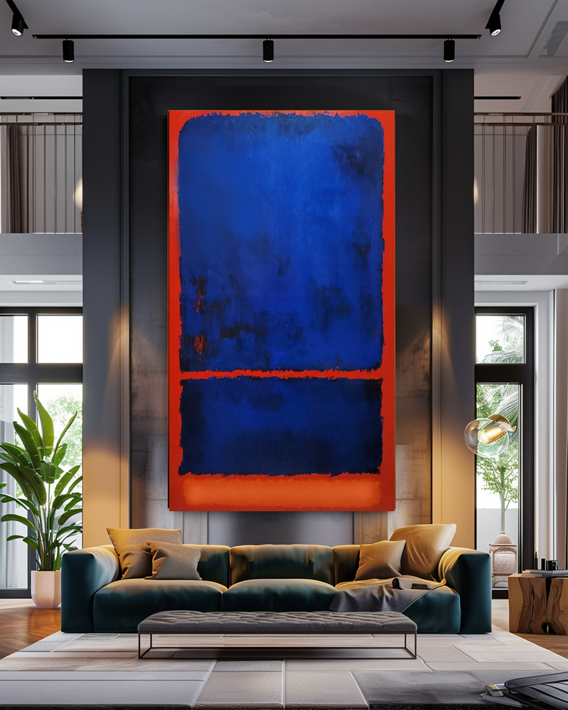 Red Blue Abstract by Mark Rothko, Modern Impasto Oil Painting on Canvas – Large – Oil on Canvas – {{ product.title }} canvas artwork by Tanya Mirelle – modern wall decor – original artwork for home, living room, office, or gallery – original artwork by BETSY-ART GALLERY