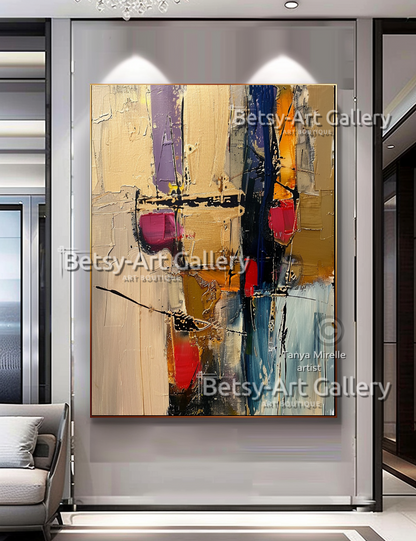 Colorful Abstract Painting on Canvas - Textured Impasto Artwork #56