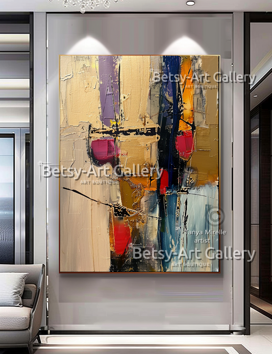 Colorful Abstract Painting on Canvas - Textured Impasto Artwork #57