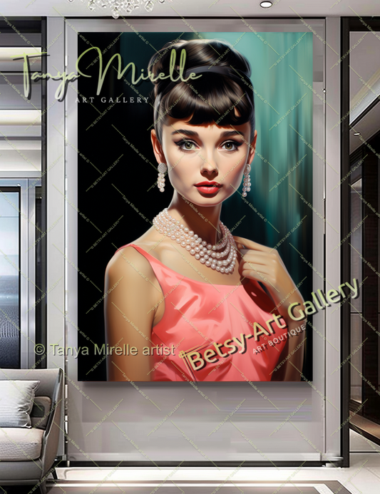 Pop Art Portrait Audrey Hepburn - Modern Canvas Print #2