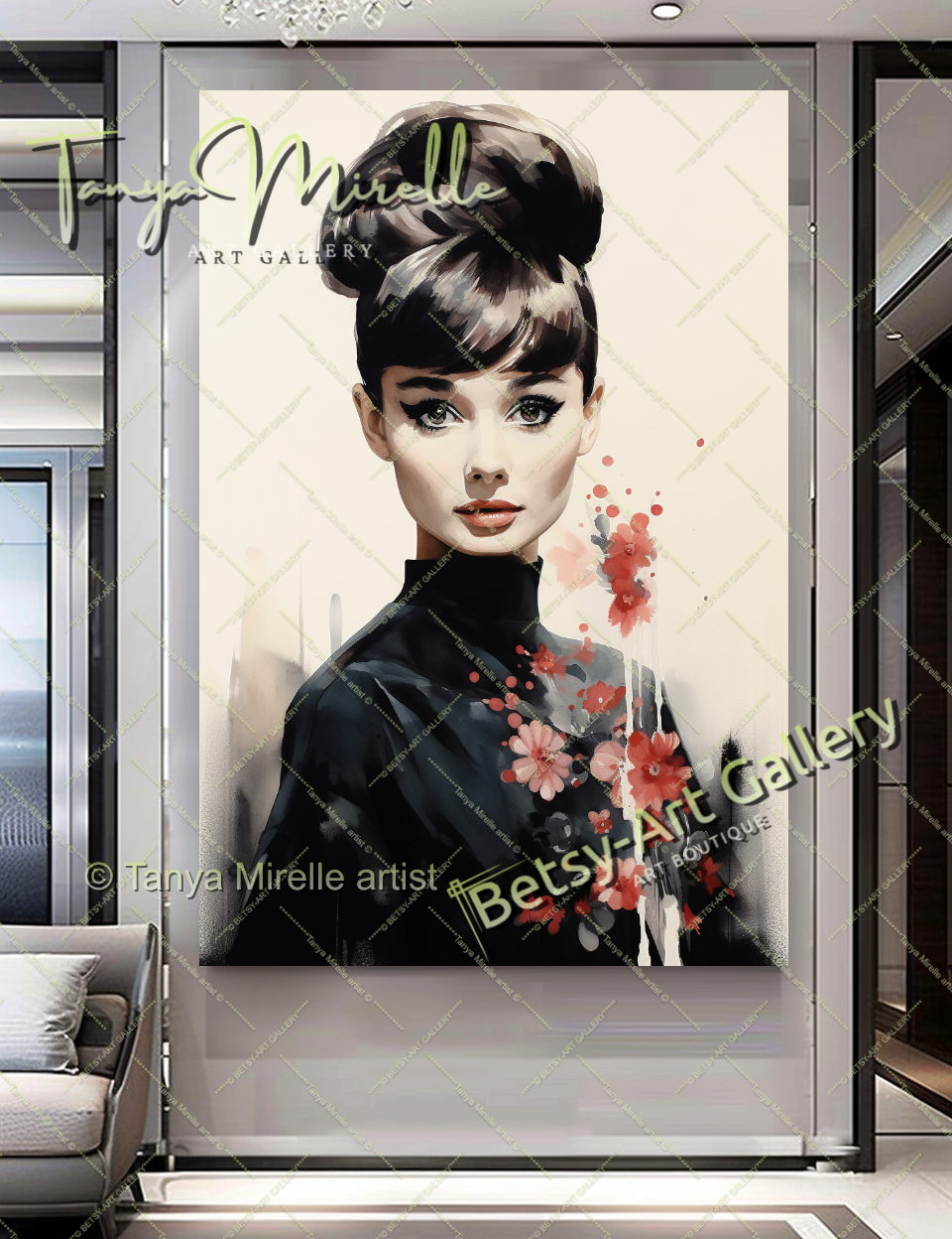 Pop Art Portrait Audrey Hepburn - Modern Canvas Print #2