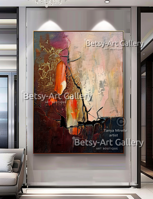 Vibrant Colors Abstract Painting on Canvas - Textured Impasto Artwork #60