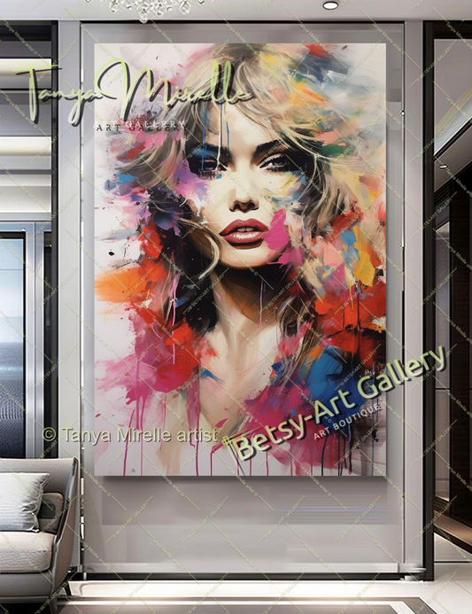 Pop Art Portrait Brigitte Bardot - Modern Canvas Print #1