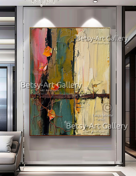 Abstract Floral Painting on Canvas - Textured Impasto Artwork #64