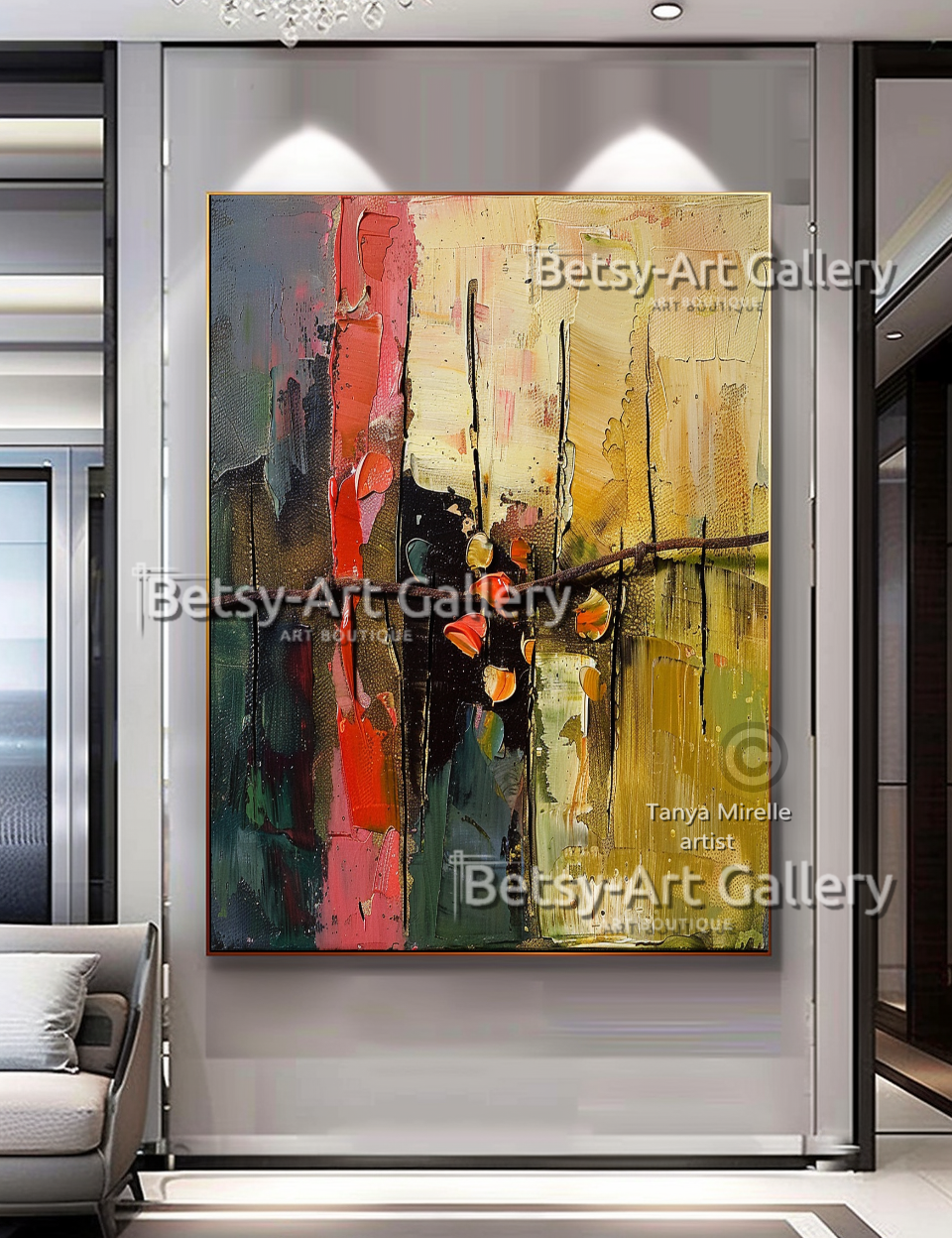 Abstract Floral Painting on Canvas - Textured Impasto Artwork #64