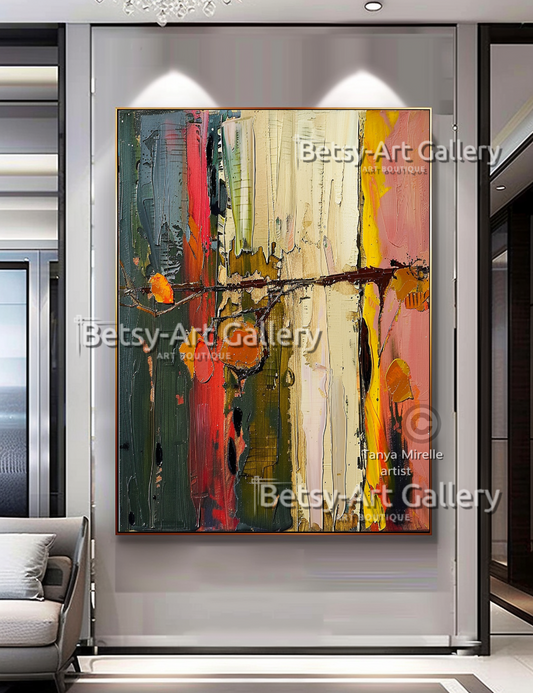 Abstract Floral Painting on Canvas - Textured Impasto Artwork #65