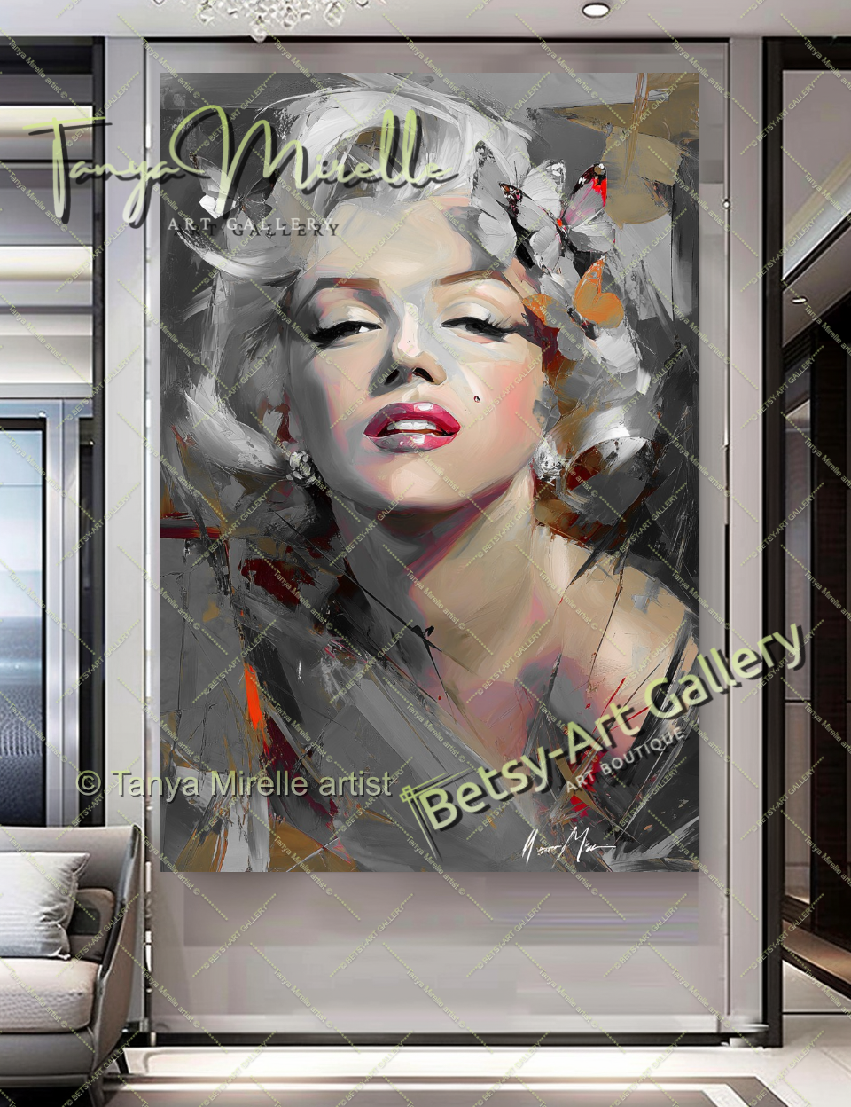 Iconic Drawing Portrait Marilyn Monroe - Modern Canvas Print