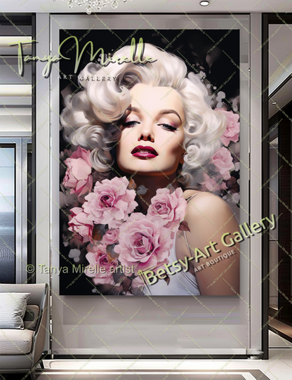 Woman's Floral Portrait - Modern Canvas Print