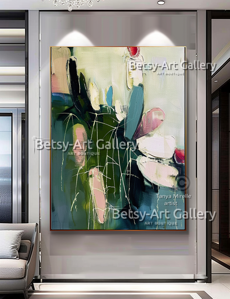 Large Vibrant Abstract – Modern Textured Impasto Wall Art #75 – Large – Oil on Canvas – {{ product.title }} canvas artwork by Tanya Mirelle – modern wall decor – original artwork for home, living room, office, or gallery – original artwork by BETSY-ART GALLERY