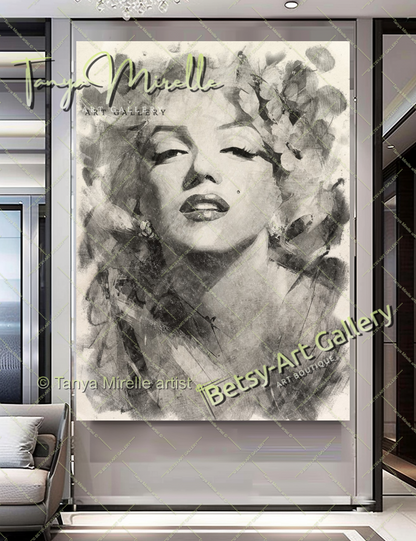 Iconic Drawing Portrait Marilyn Monroe - Modern Canvas Print