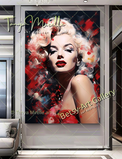 Woman's Floral Portrait - Modern Canvas Print