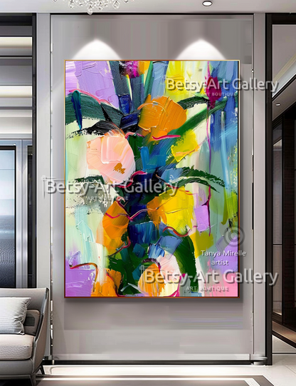 Tropical Radiance – Abstract Pineapple Textured Impasto Wall Art #79