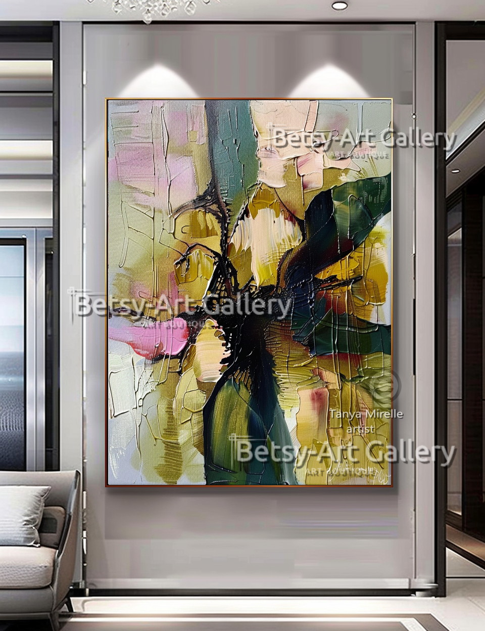 Floral Abstract Painting - Textured Impasto Wall Art #80