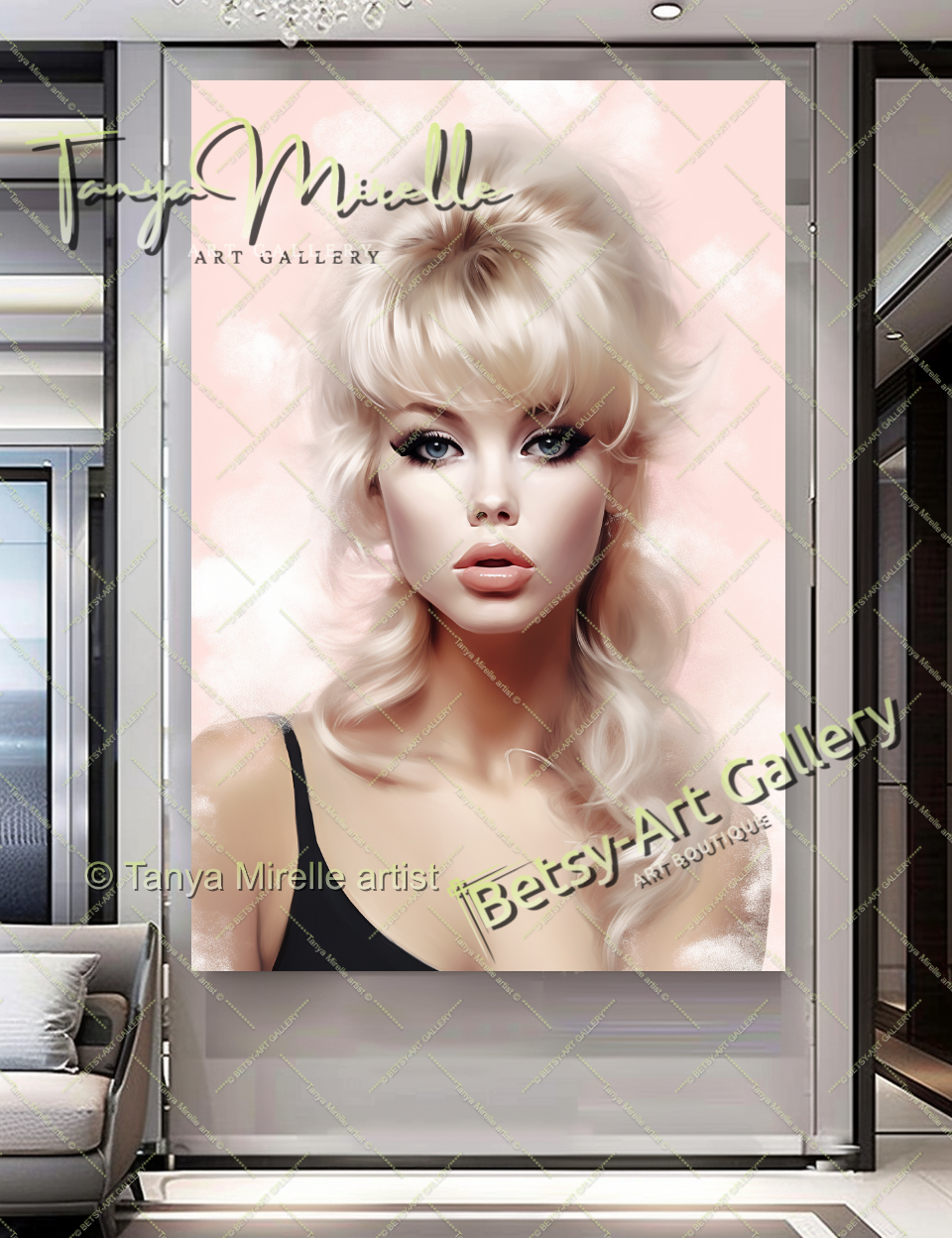 Minimalist Pastel Portrait Brigitte Bardot - Modern Canvas Print