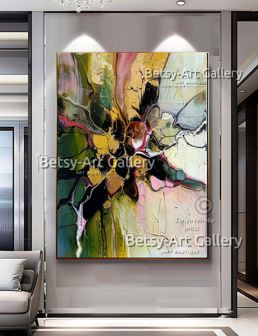 Floral Abstract Painting - Textured Impasto Wall Art #80