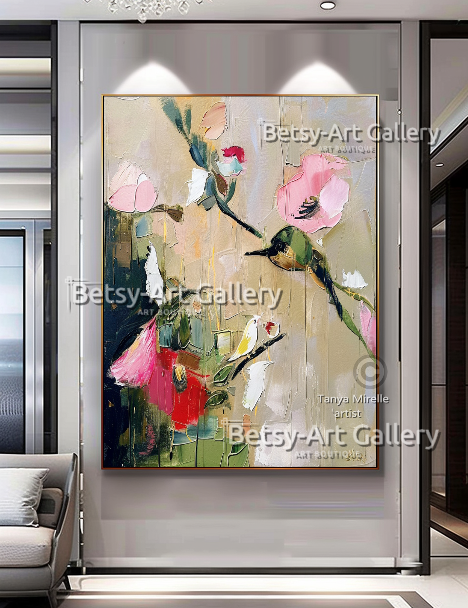 Pastel Floral Abstract Painting - Textured Impasto Wall Art #84