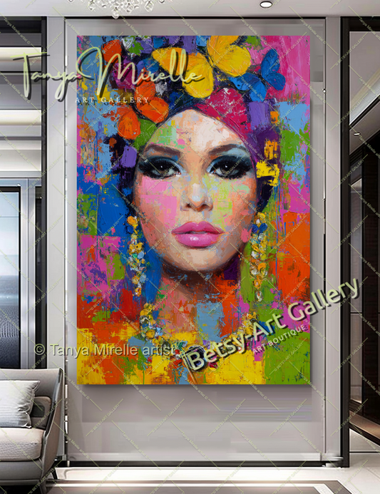 Oriental Brigitte Bardot Portrait - Colorful Modern Canvas Print