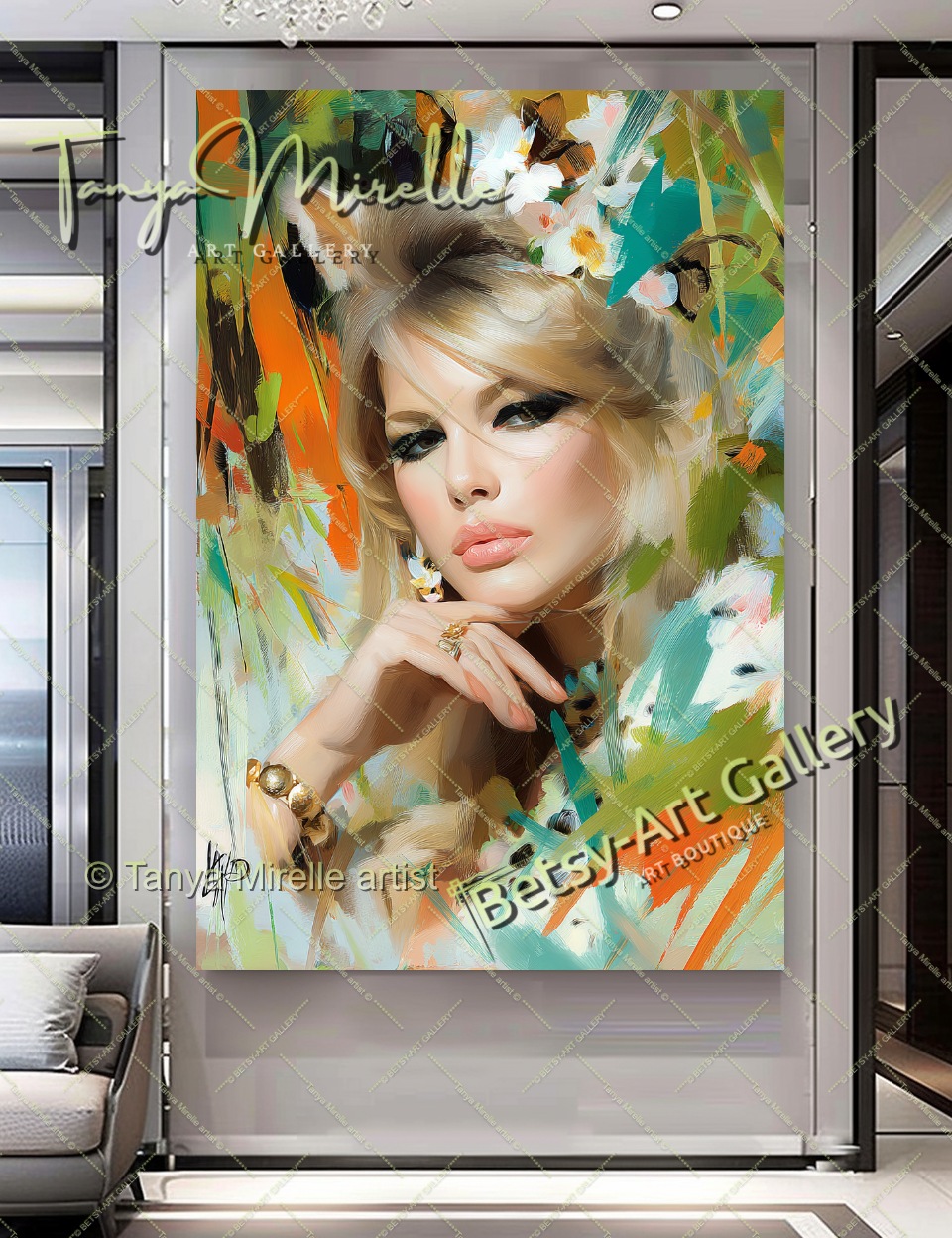 Charmant Brigitte Bardot Portrait - Modern Canvas Print