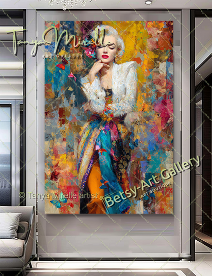 Oriental Marilyn Monroe Portrait - Vibrant Modern Canvas Print #6