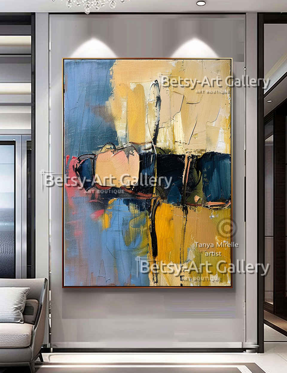 Abstract Chains Painting - Textured Impasto Wall Art #88