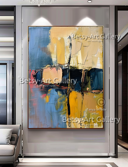 Abstract Chains Painting - Textured Impasto Wall Art #88