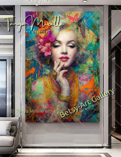 Oriental Marilyn Monroe Portrait - Vibrant Modern Canvas Print