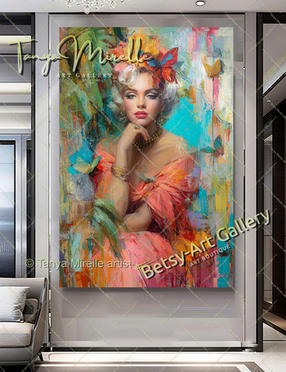 Oriental Marilyn Monroe Portrait - Vibrant Modern Canvas Print