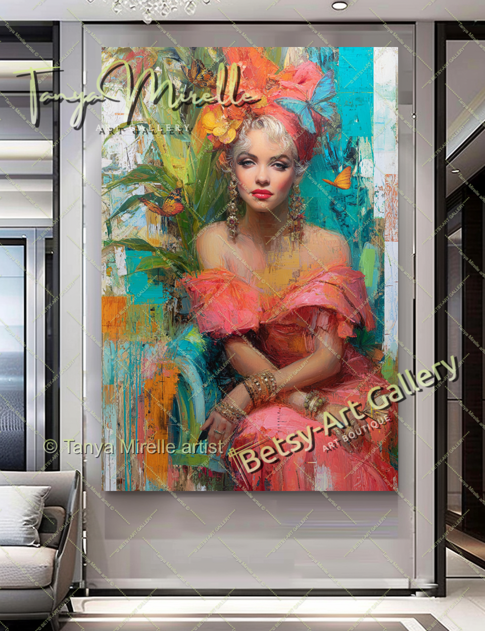 Oriental Marilyn Monroe Portrait - Vibrant Modern Canvas Print