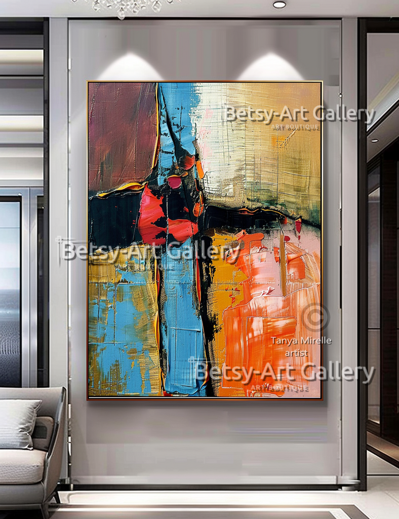 Colorful Modern Wall Art - Textured Impasto Painting #93 – Large – Oil on Canvas – {{ product.title }} canvas artwork by Tanya Mirelle – modern wall decor – original artwork for home, living room, office, or gallery – original artwork by BETSY-ART GALLERY