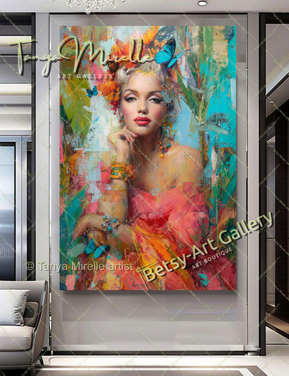 Oriental Marilyn Monroe Portrait - Vibrant Modern Canvas Print