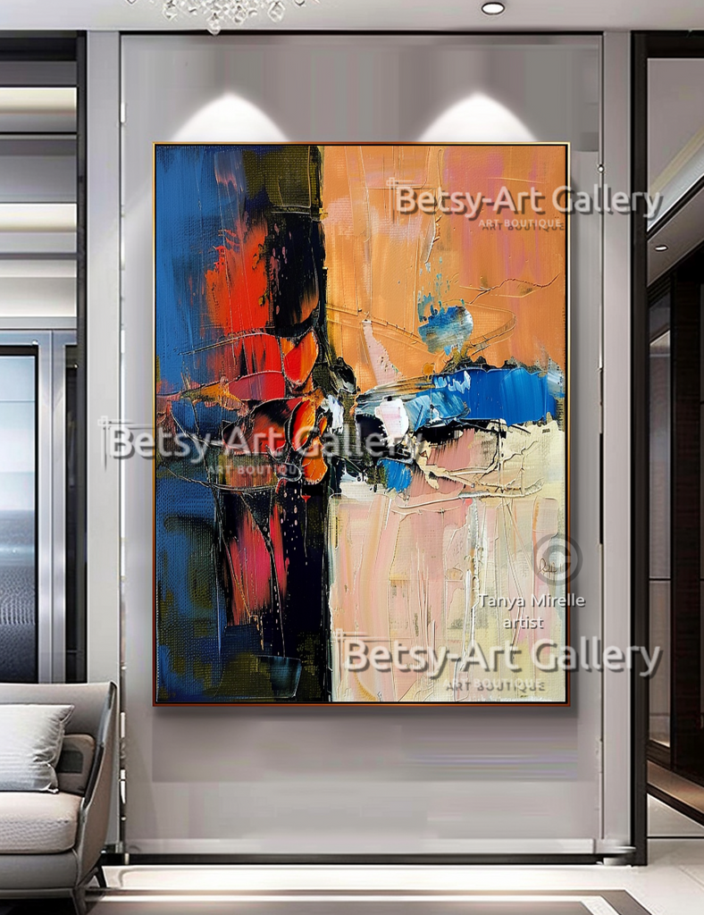 Colorful Modern Wall Art - Textured Impasto Painting #93 – Large – Oil on Canvas – {{ product.title }} canvas artwork by Tanya Mirelle – modern wall decor – original artwork for home, living room, office, or gallery – original artwork by BETSY-ART GALLERY