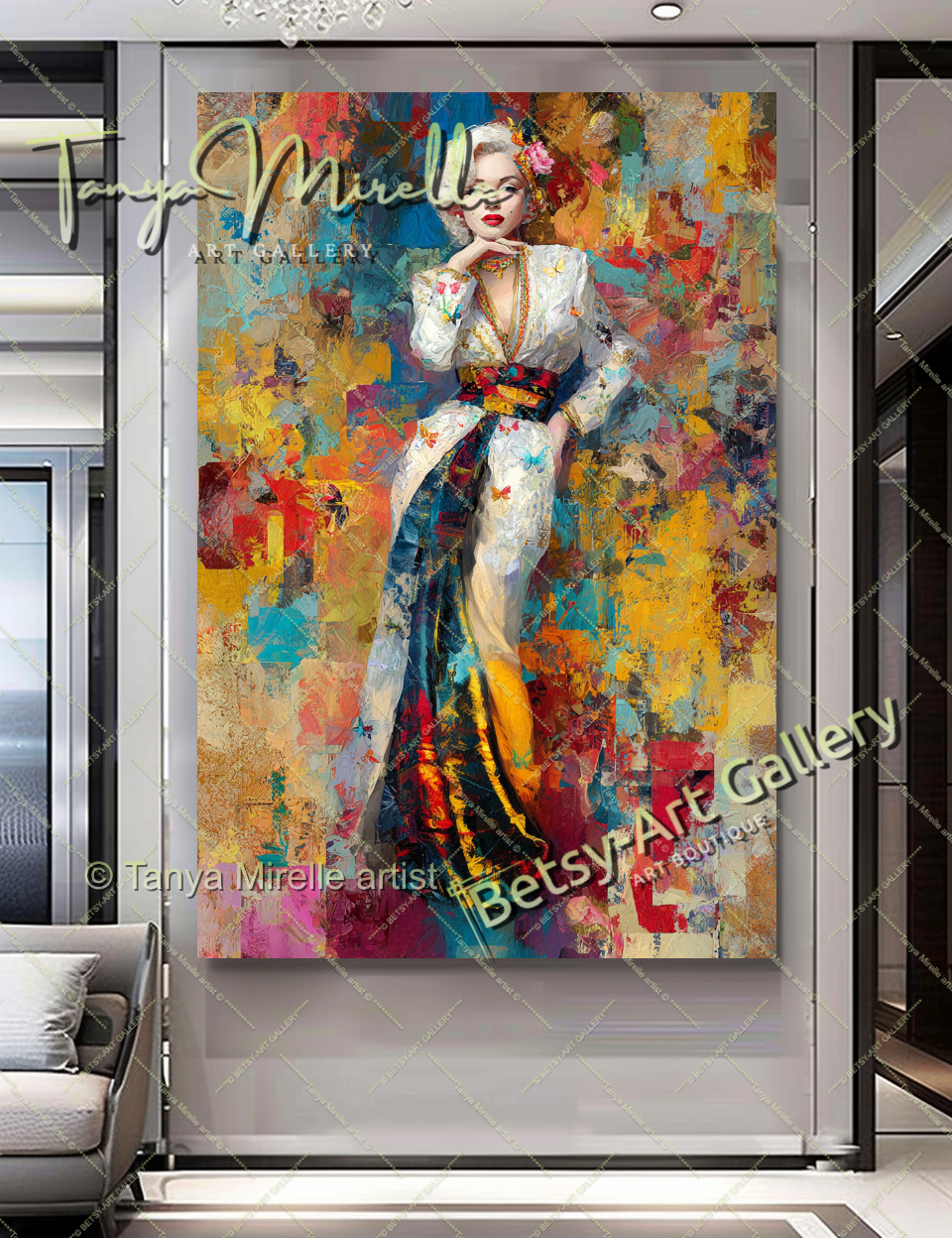 Oriental Marilyn Monroe Portrait - Vibrant Modern Canvas Print #9