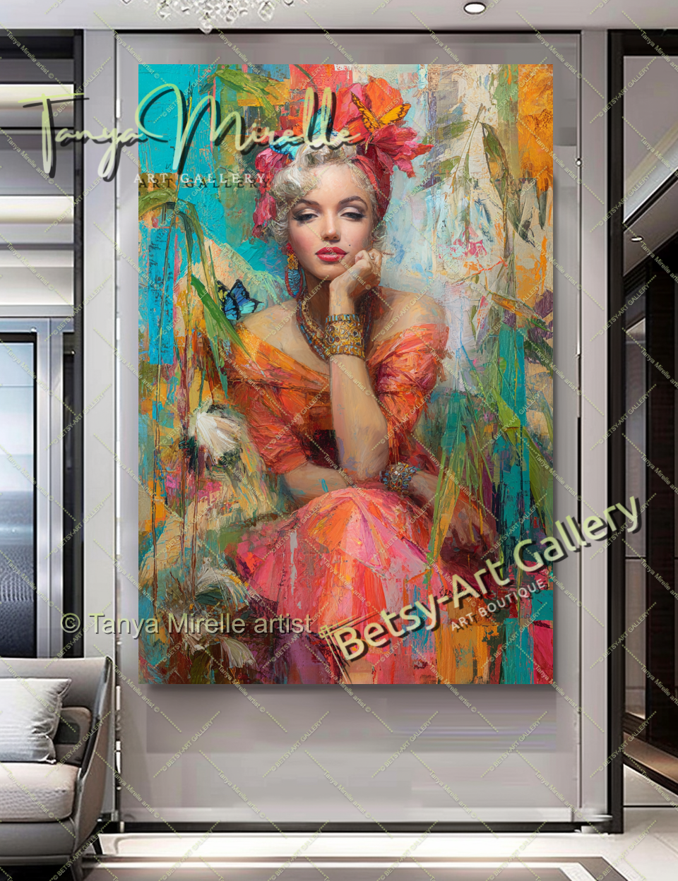 Oriental Marilyn Monroe Portrait - Vibrant Modern Canvas Print