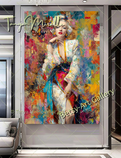 Oriental Marilyn Monroe Portrait - Vibrant Modern Canvas Print #9