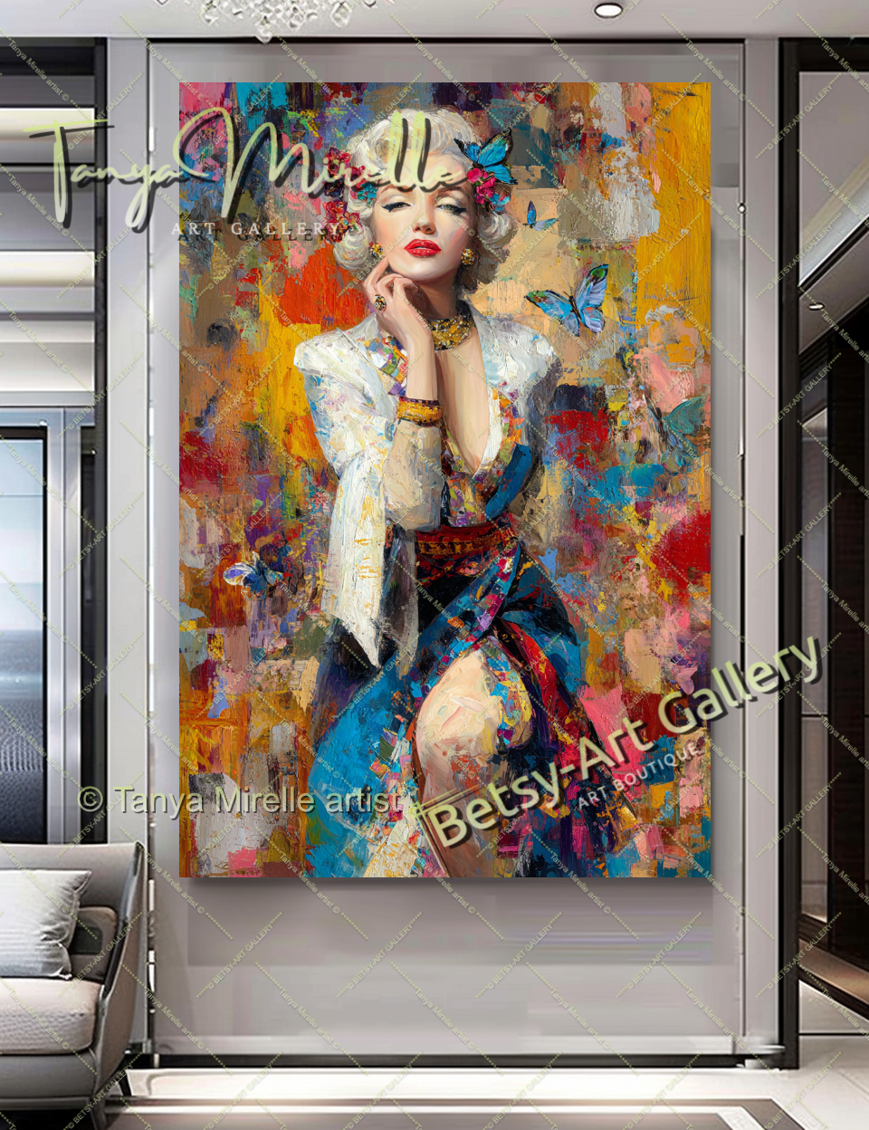 Oriental Marilyn Monroe Portrait - Vibrant Modern Canvas Print #9