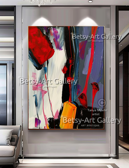 Bold Colors Modern Wall Art - Textured Impasto Painting #100