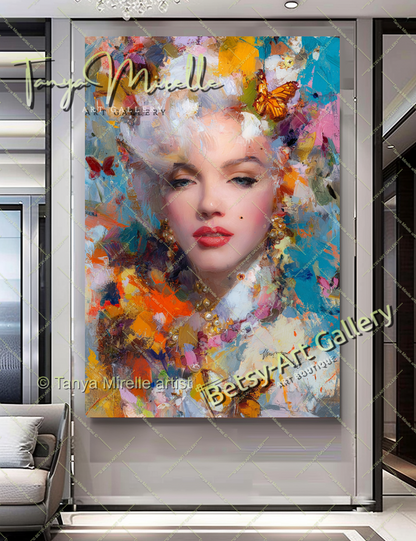 Oriental Marilyn Monroe Portrait - Vibrant Modern Canvas Print #4
