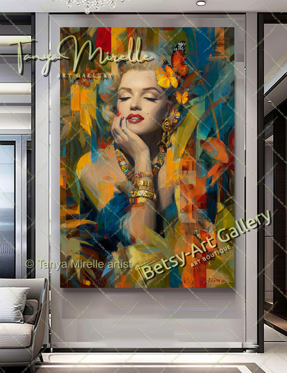 Oriental Marilyn Monroe Portrait - Vibrant Modern Canvas Print #4