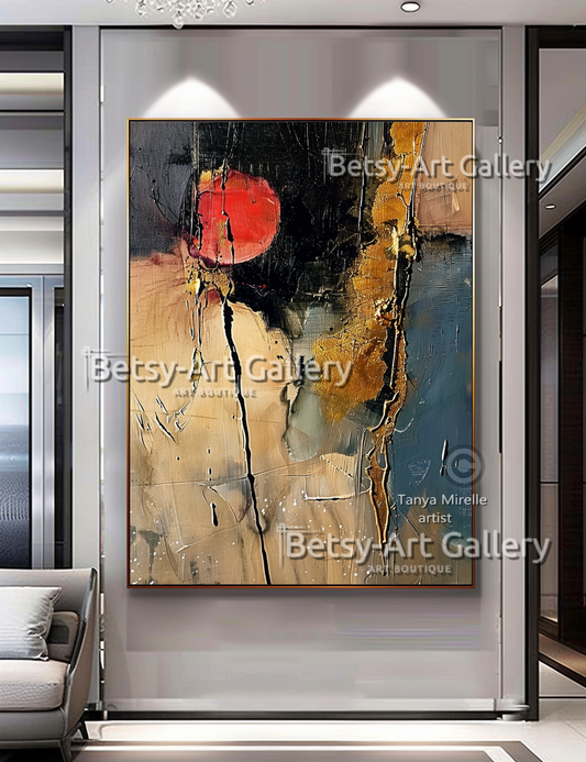 Luxury Abstract Gold Wall Art - Textured Modern Canvas Painting #55