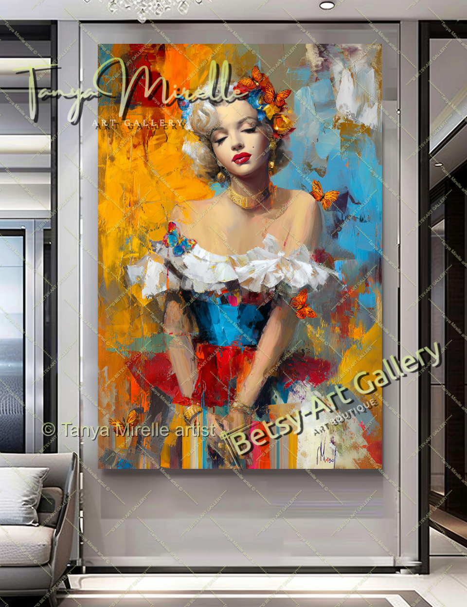Oriental Marilyn Monroe Portrait - Vibrant Modern Canvas Print #7