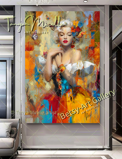 Oriental Marilyn Monroe Portrait - Vibrant Modern Canvas Print #7