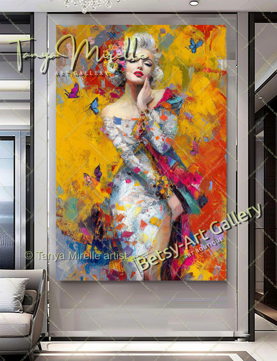 Oriental Marilyn Monroe Portrait - Vibrant Modern Canvas Print #7