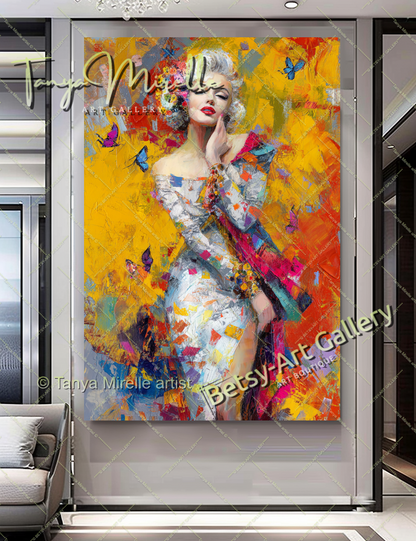 Oriental Marilyn Monroe Portrait - Vibrant Modern Canvas Print #7