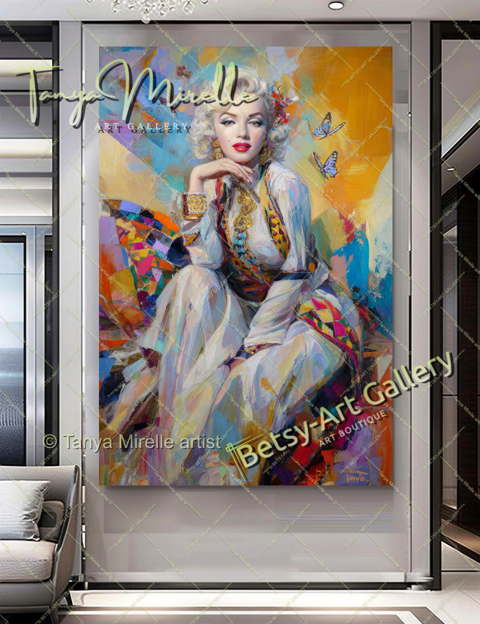 Oriental Marilyn Monroe Portrait - Vibrant Modern Canvas Print #7