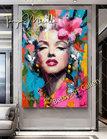 Oriental Marilyn Monroe Portrait - Vibrant Modern Canvas Print #4